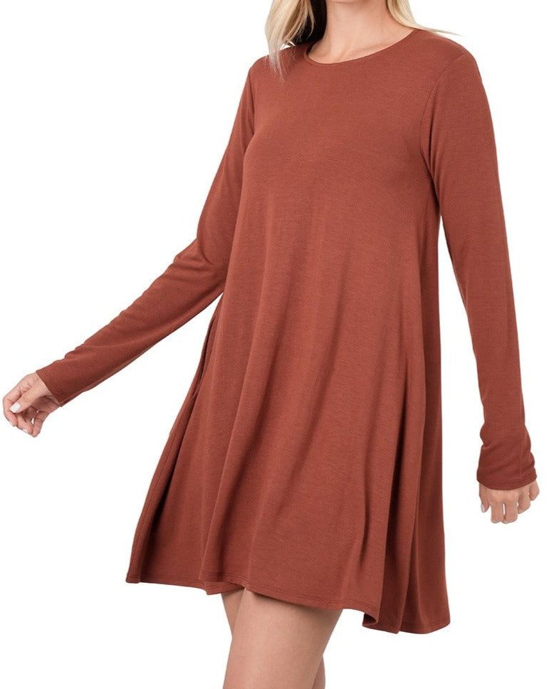 EVERYDAY LONG SLEEVE DRESS WITH POCKETS