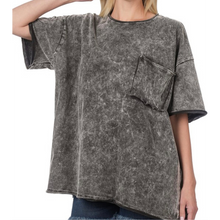 Load image into Gallery viewer, &quot;Everyday Basic&quot; Oversized Acid Wash Front Pocket Tee
