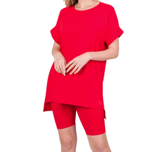 Load image into Gallery viewer, RED BUTTERY SOFT CUFF SLEEVE TOP
